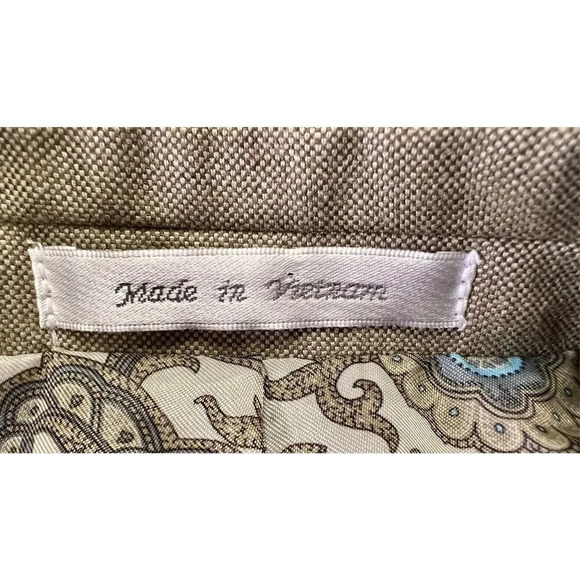 Chaps Mens Beige Poly Rayon Linen 2 Button Notch Lapel Blazer Jacket Large - Picture 8 of 13
